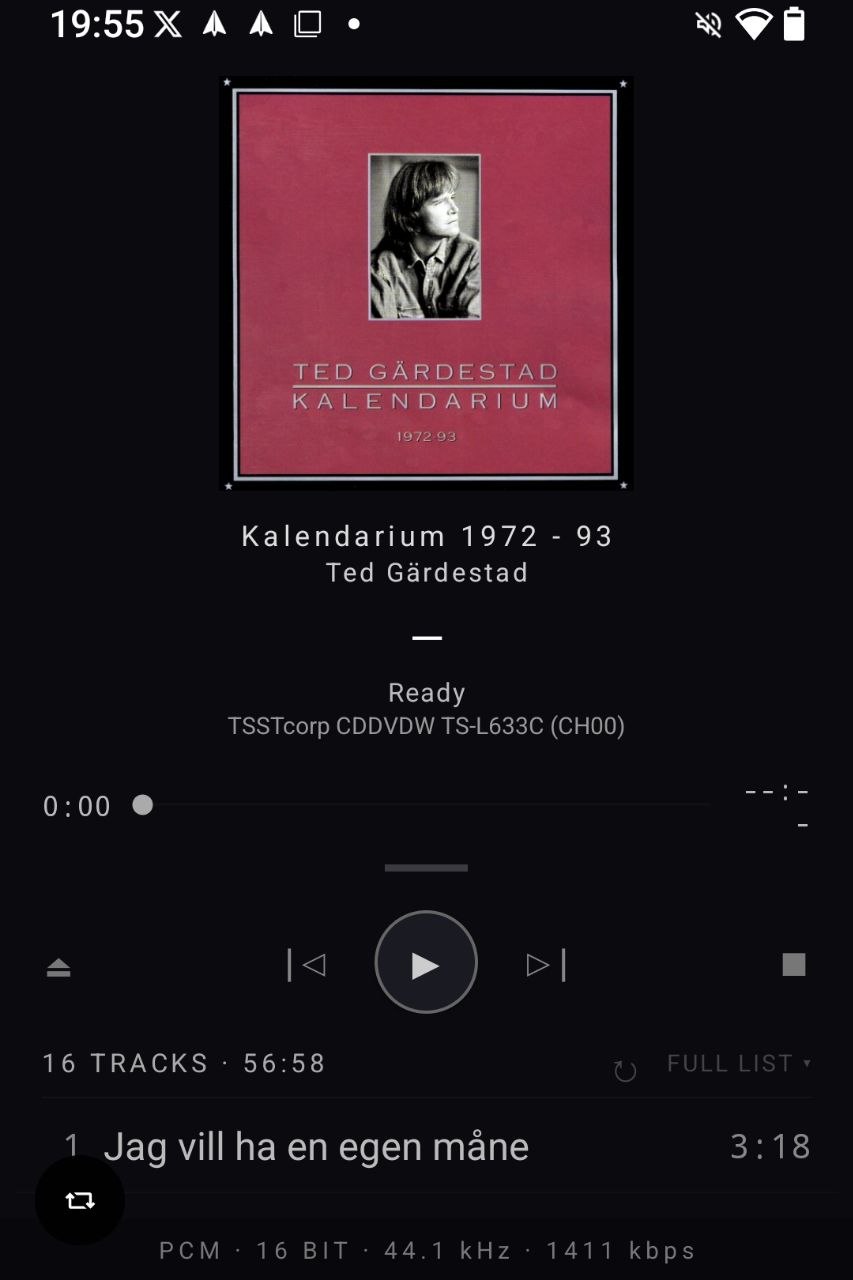 Now playing view with cover art